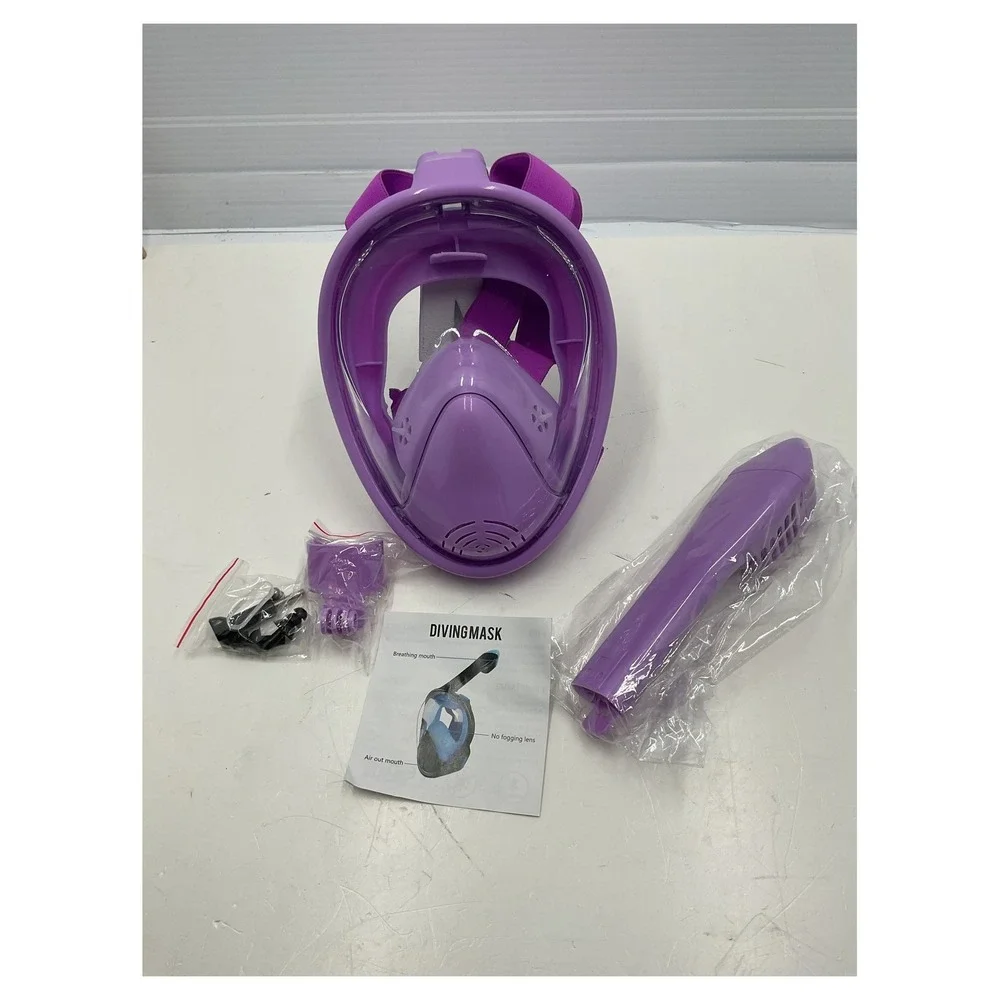 Unbranded Full Face Snorkel Mask 180°‎ Panoramic View Anti-Fog Purple Adult